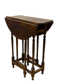 Antique Oak Drop Leaf Gate Leg Side Table