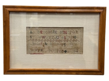 Framed Early Needlepoint Sampler