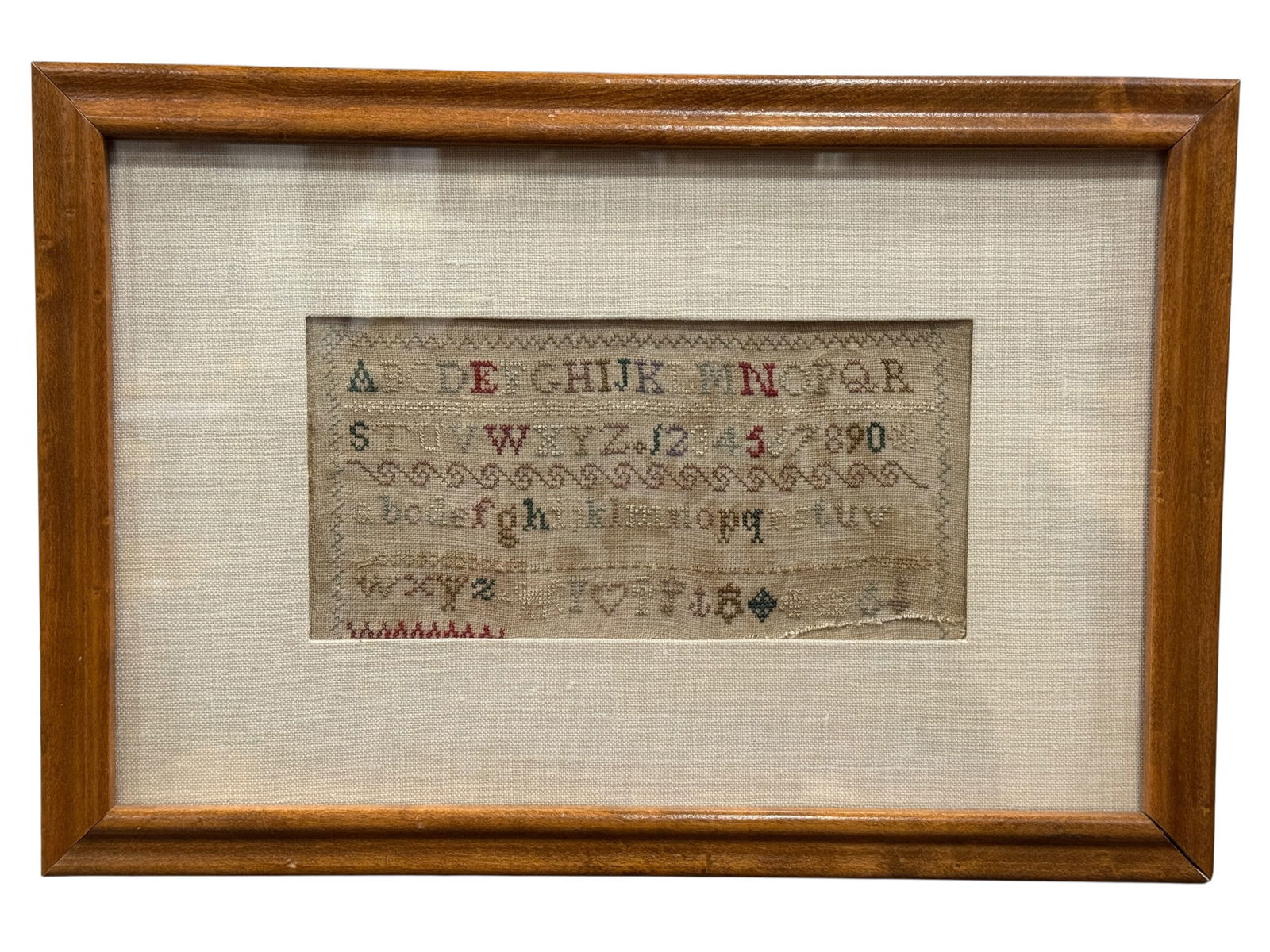Framed Early Needlepoint Sampler (1 of 3)