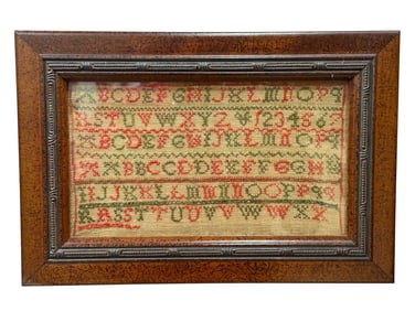 Framed Early Needlepoint Sampler