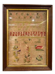 Framed Early Needlepoint Sampler