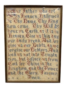 Framed Needlepoint "Lords Prayer" Sampler