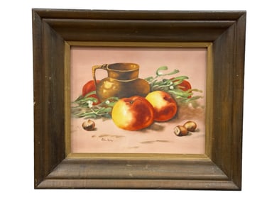 Signed Helen McVey Still Life Painting on Porcelain Tile