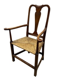 Primitive Rush Seat Arm Chair