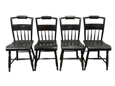 Set of 4 Antique Ebonized Side Chairs