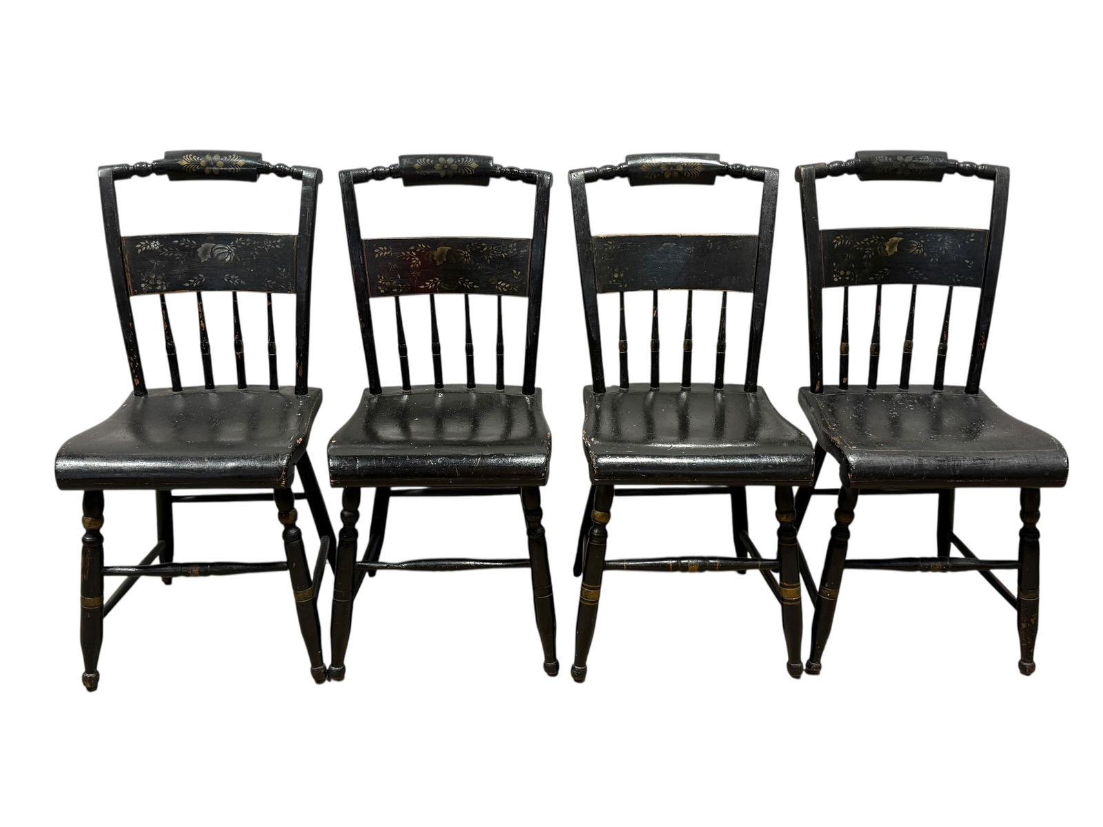 Set of 4 Antique Ebonized Side Chairs (1 of 10)