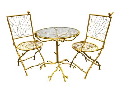 3Pc Yellow Outdoor Bird Bistro Set