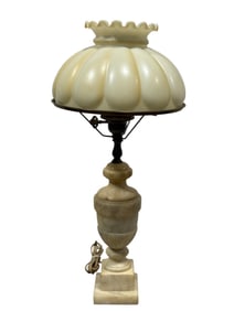 Vintage Alabaster Lamp w/ Milk Glass Shade