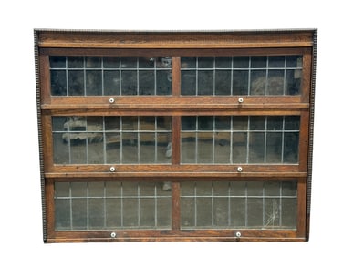 Antique Barrister Bookcase w/ Leaded Glass Doors