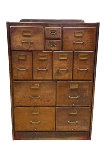 Antique Tiger Oak 12 Drawer File Cabinet