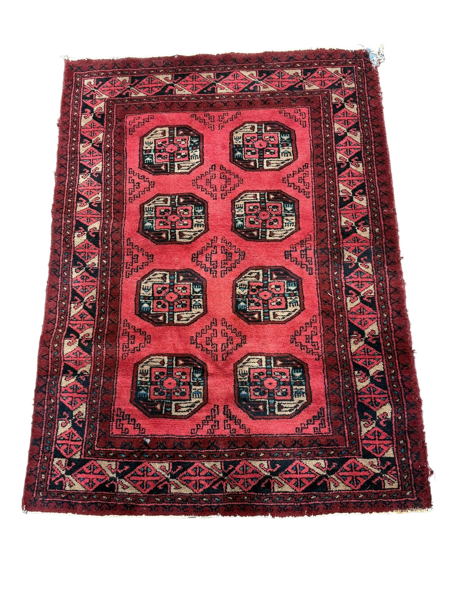 Antique Hand Knotted Persian Bukhara Wool Rug (1 of 8)