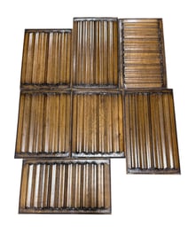 Group of 7 Oak Carved Wood Linen Fold Panels
