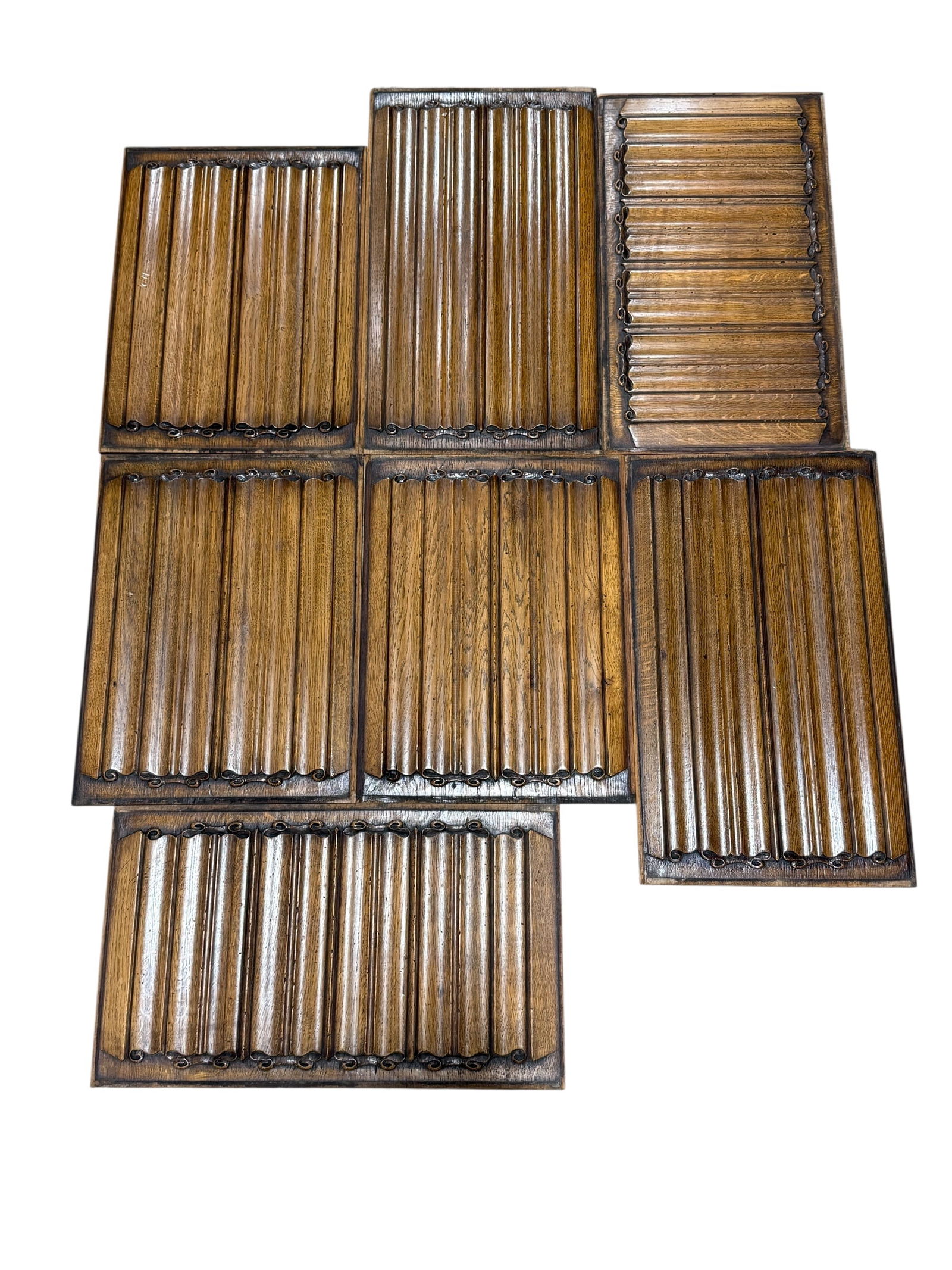 Group of 7 Oak Carved Wood Linen Fold Panels (1 of 4)