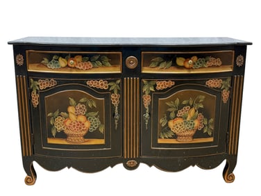 Granite Top Faux Painted Console Cabinet