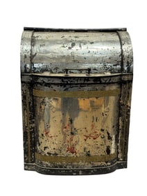 Large Cylinder Front Tin Biscuit Box