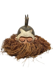 African Tribal Mbala Suku Helmet Mask