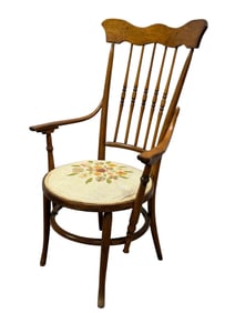 Antique Windsor Chair w/ Needlepoint Seat