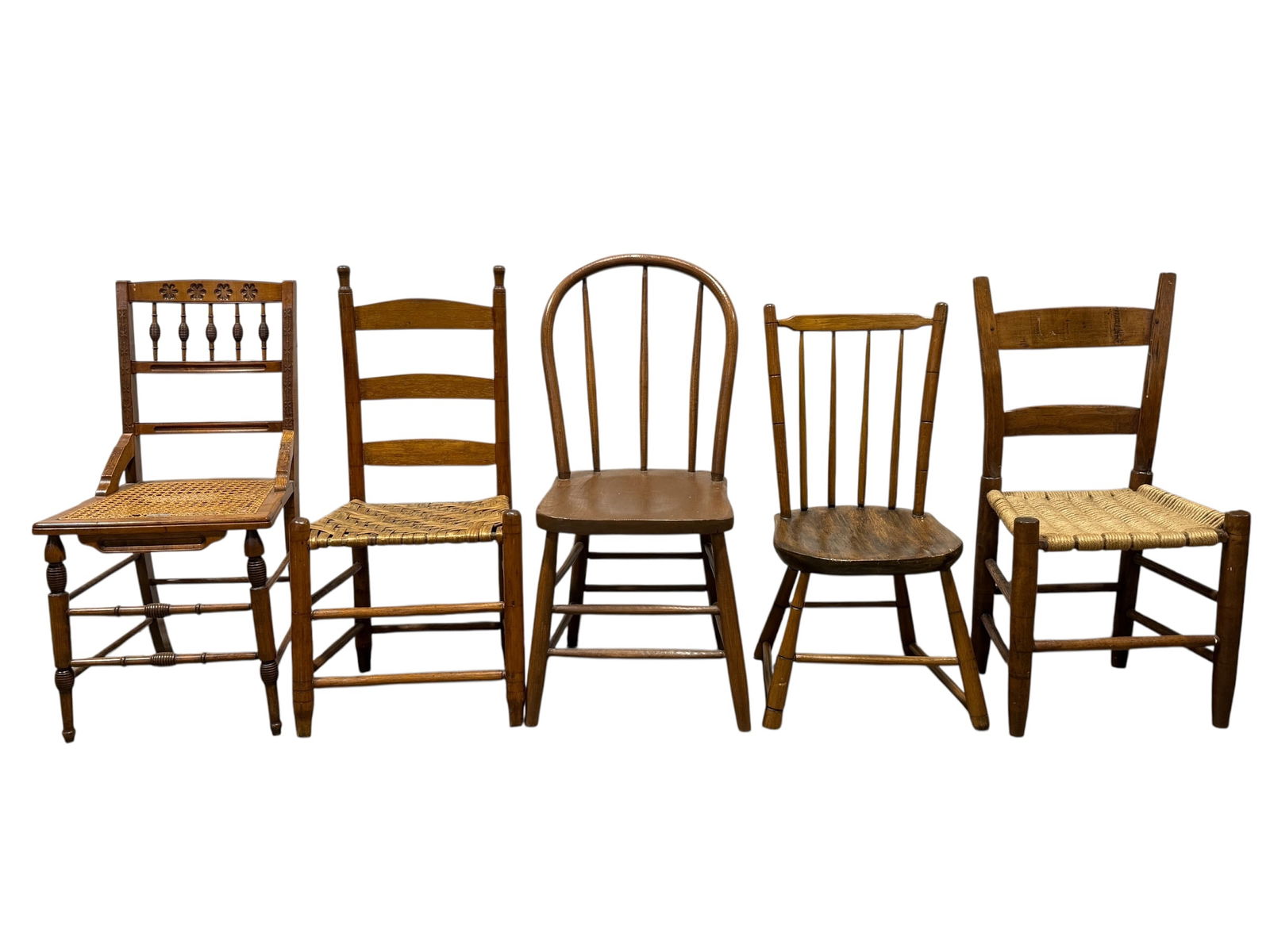 Group of 5 Antique Chairs: Group of 5 Antique Chairs. Condition reflects their age.