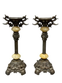 Composite & Stone Gothic Style Candle Holders