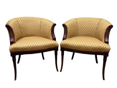 Pair of Vintage Barrel Back Arm Chairs