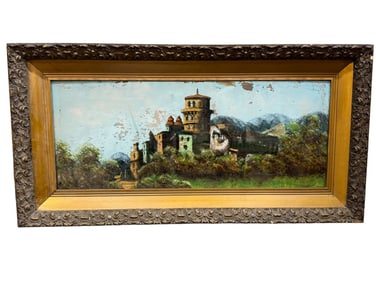 Framed Antique Reverse Painting of Weidelberg Castle