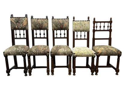 Group of 5 19th C. Oak Childs Chairs: Group of 5 19th C. Oak Childs Chairs. Measurements range 30.25" H - 32" H. Has some scratches.