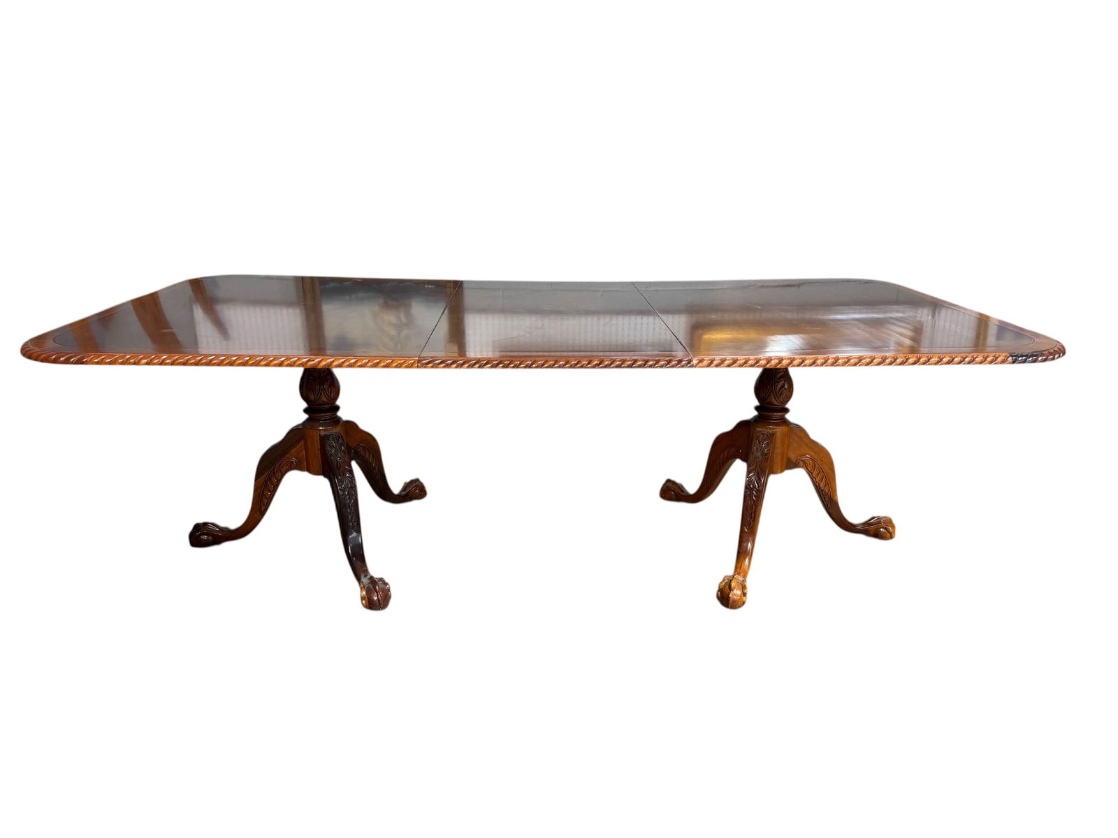 Mahogany Chippendale Style Dining Table w/ 1 Leaf (1 of 6)