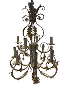 Large 12 Light Tole Chandelier