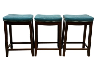Set of 3 Faux Leather Bar Stools