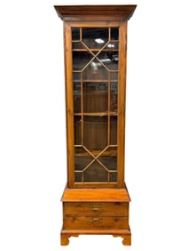 C. 1930s English Edwardian Bookcase w/ 2 Drawers