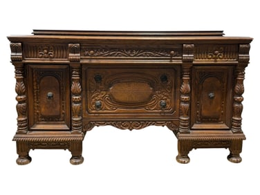 Early 1900s Oak Renaissance Revival Style Sidebaord