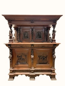 RARE 19th C. Oak German "Gebr. Trimborn Mobelfabrik Koln" Sideboard
