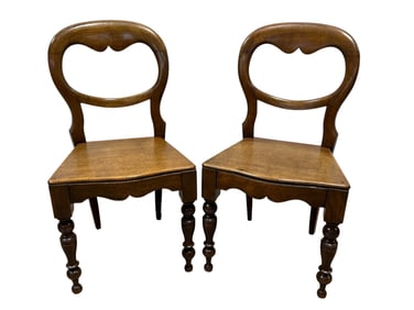 Pair of 19th C. Walnut Balloon Back Chairs