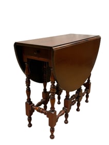 Mahogany Gate Leg Drop Leaf Table w/ 2 Drawers