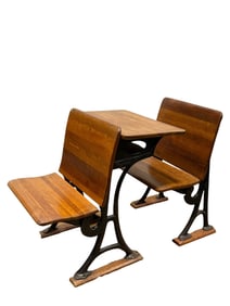 Antique 2Pc N.J. School Church Furn. Co. Desk