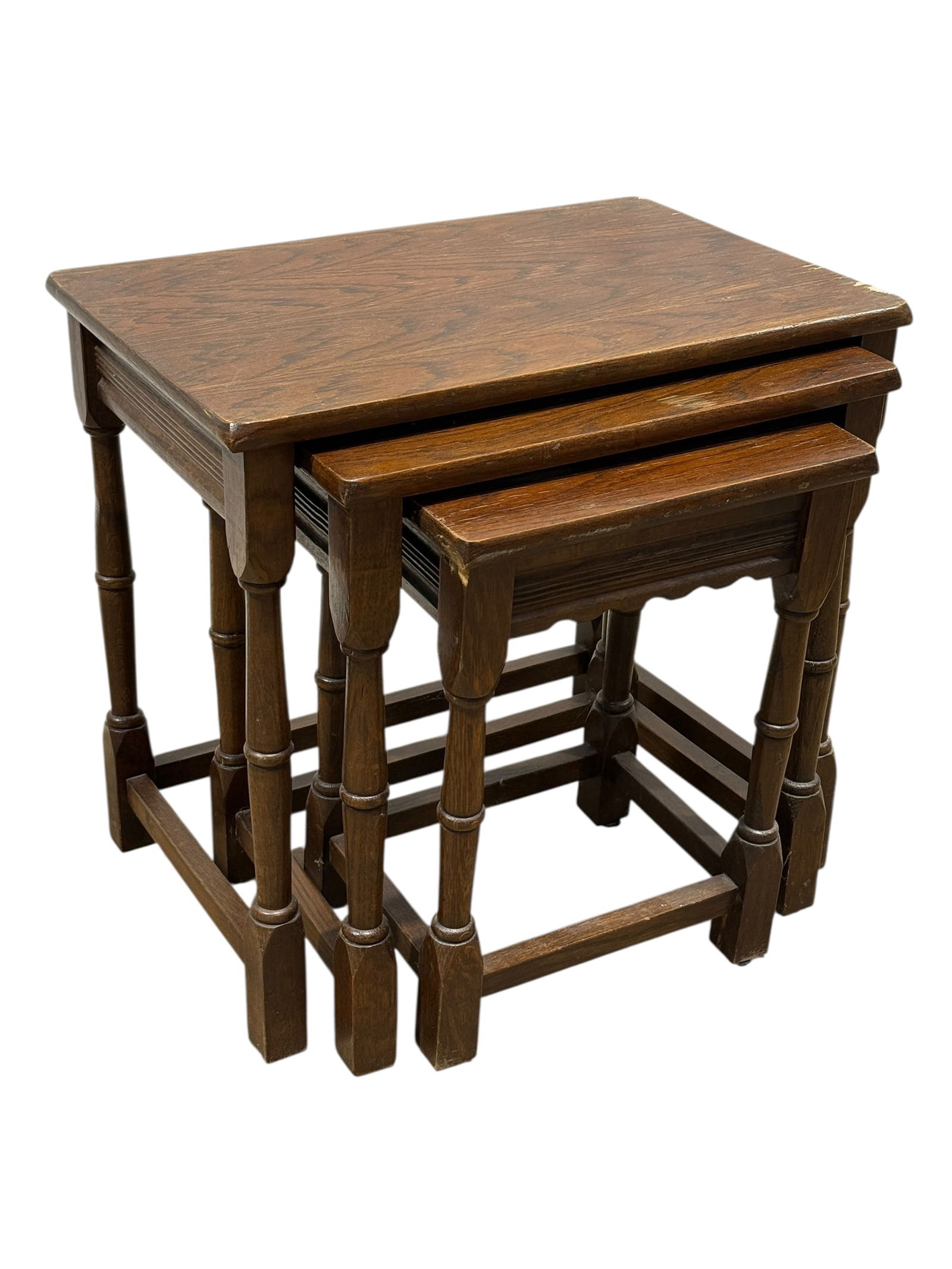3 Vintage Oak Nesting Table Set (1 of 6)