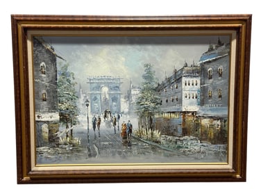 Signed Oil on Canvas "Arc De Triomphe" France Painting