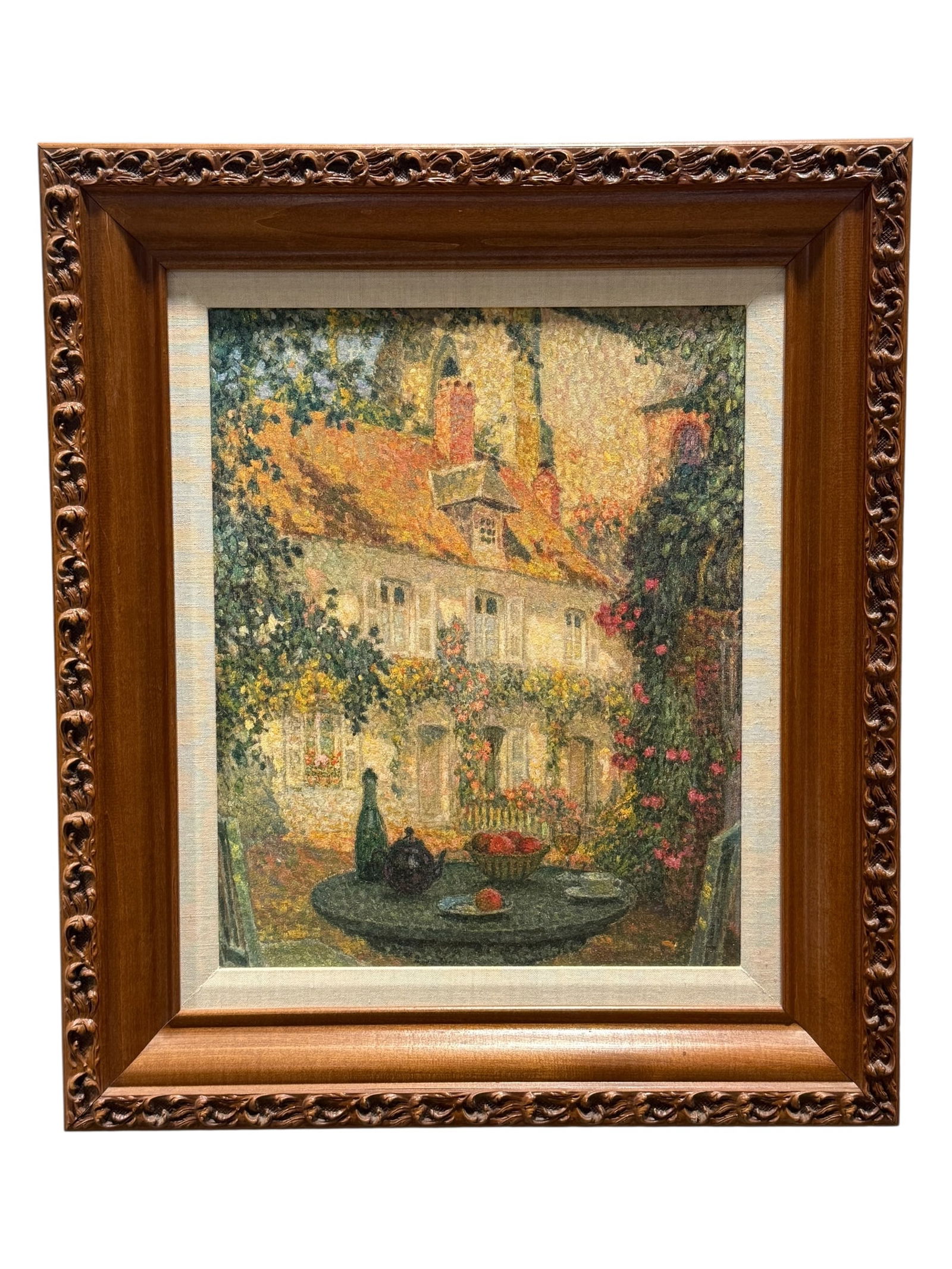 Oil on Canvas "A Summer Day" Attr. To Henri Le Sidaner: Oil on Canvas "A Summer Day" Attr. To Henri Le Sidaner. Original by French Artist Henri Le Sidaner (France 1862-1939). Painting unsigned. Painting measures 19.5" x 15.5". Frame measures 28.5" x 24.5".