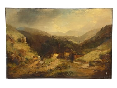 Signed J. Miller Fine 19th C. Oil on Canvas Landscape Painting
