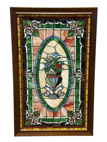 Framed Vintage Stained Glass Window