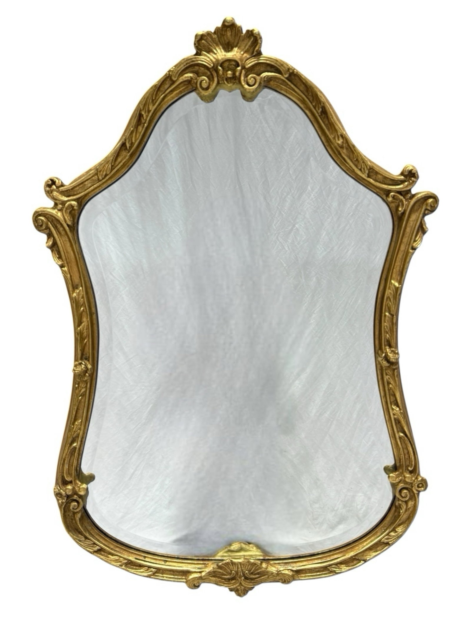 MCM Friedman Brothers Giltwood Rococo Mirror: MCM Friedman Brothers Giltwood Rococo Mirror. Label on the back. Measures 37" x 25" Has some very small scuff spots.