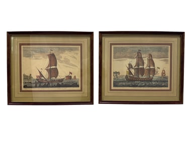 Pair of French Ship Engravings