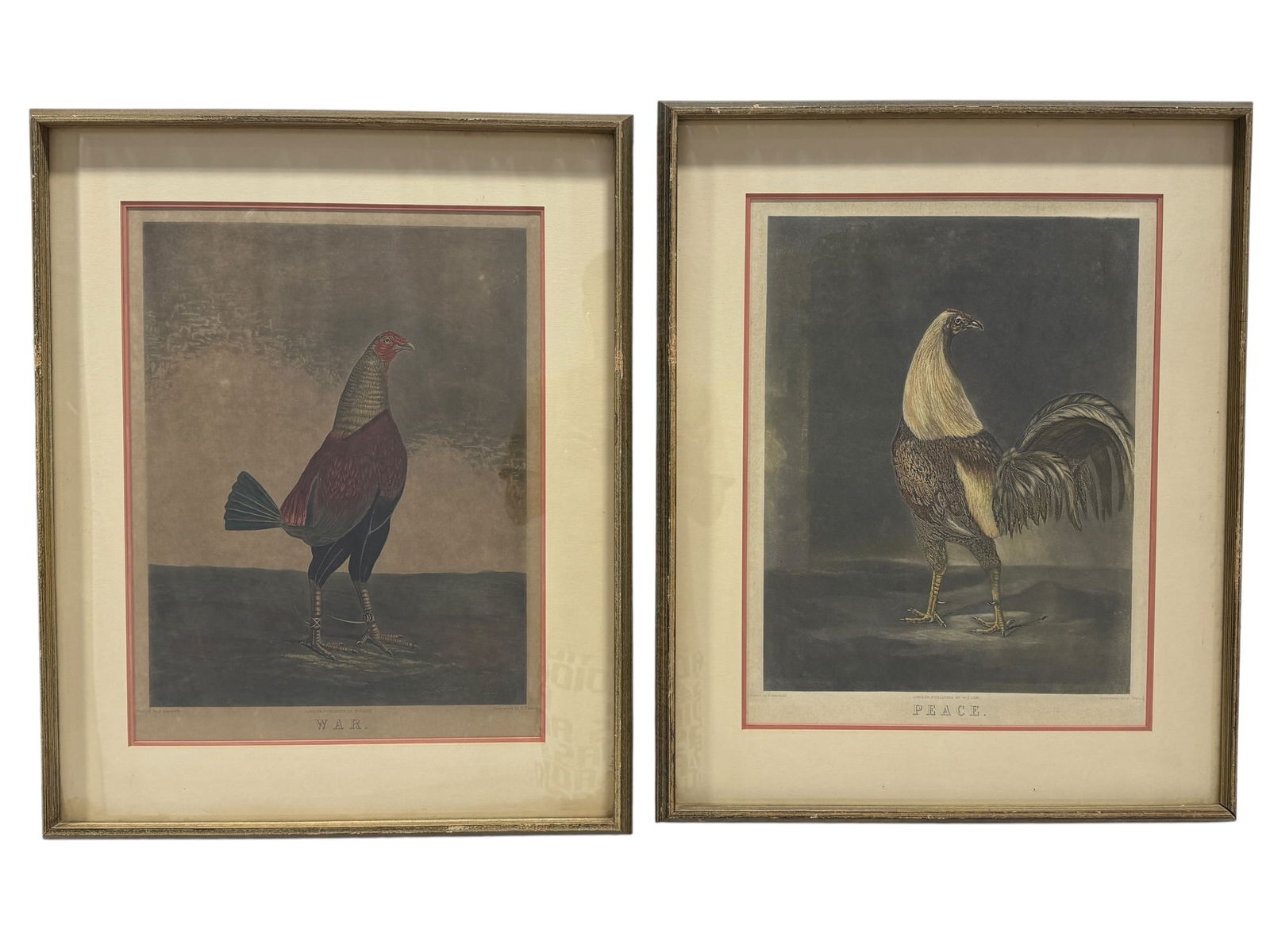 Pair of B. Marshall Rooster "War and Peace" Lithographs (1 of 12)