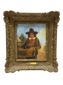 Signed W. Kneller 19th C. Oil on Canvas Dutch Painting of Boy