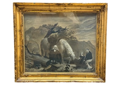 18th C. John Sartain "Old Morality" Charcoal Art After Barraud