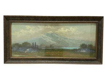 Signed 20th C. Pastel Landscape Painting on Board