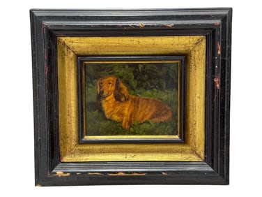 Signed Cassidy Oil on Board Weiner Dog Painting