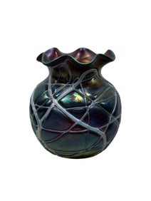 Loetz Iridescent Veined Art Glass Vase