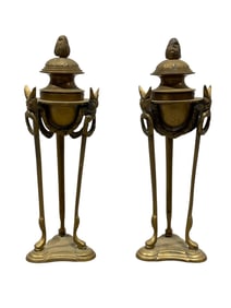 Pair of Bronze Egyptian Revival Empire Style Candle Holders