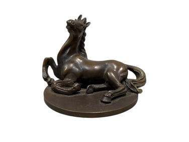 Bronze Laid Down Horse Figure